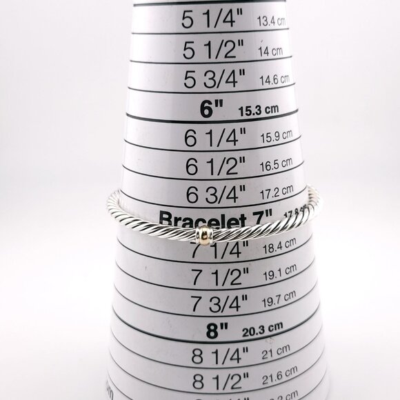 DAVID YURMAN Sterling Silver & 14k Gold Cable 4mm Flex Station 7 Inch Bracelet - Picture 3 of 13